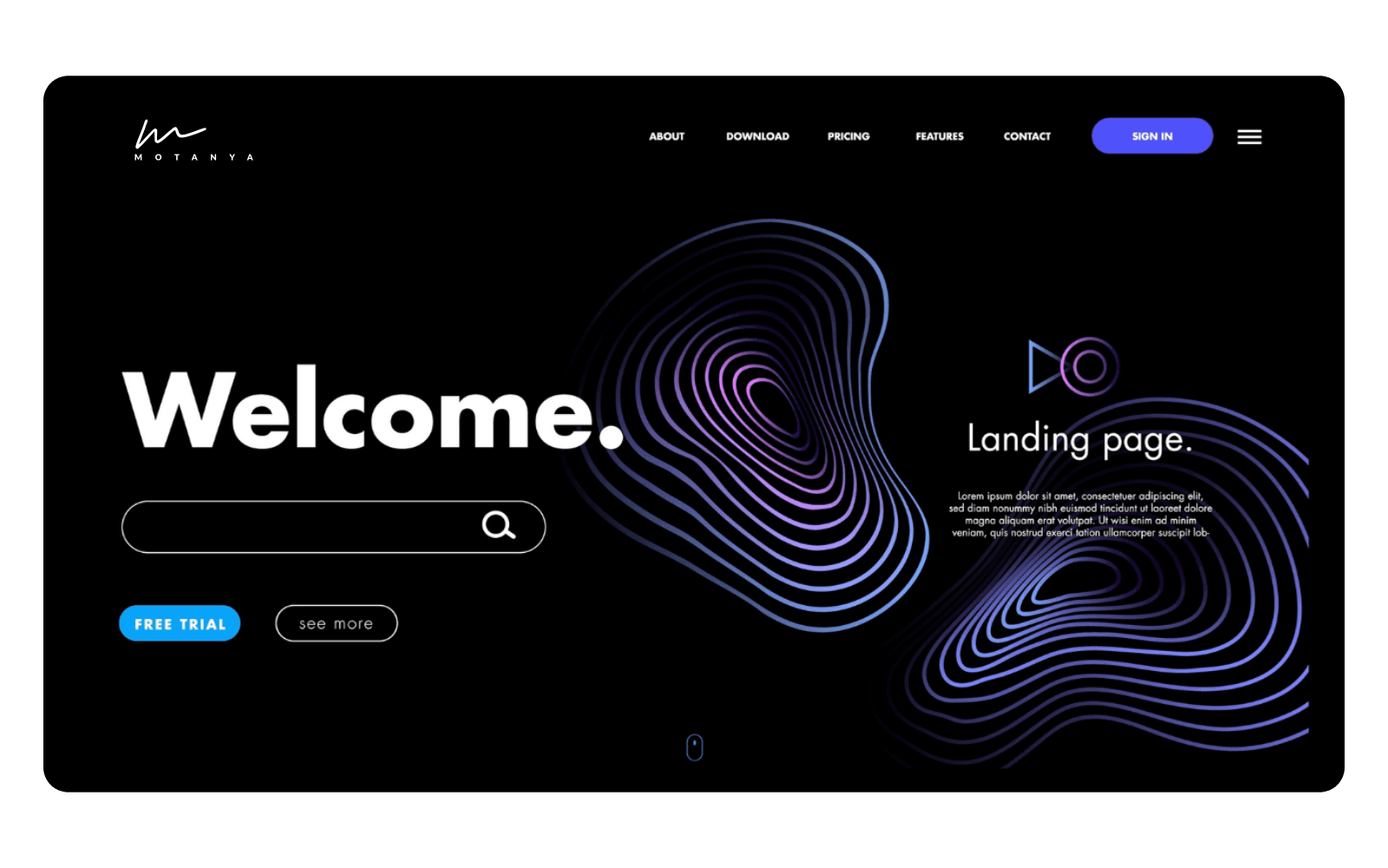 Screenshot of a Landing page